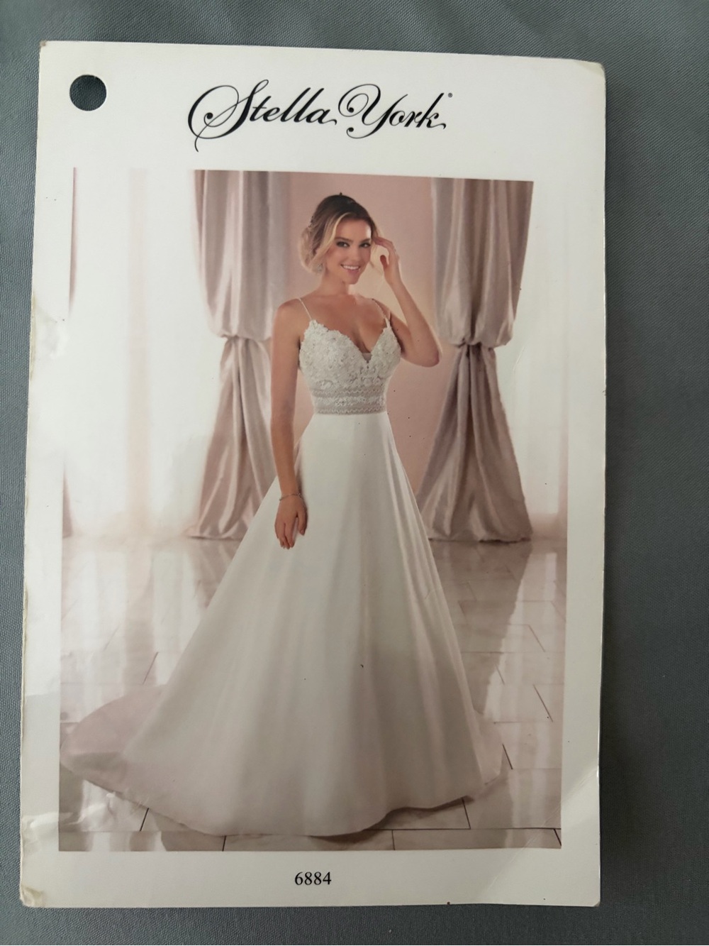 Stella York Ivory Spaghetti Strap Lace Bodice Bridal Gown